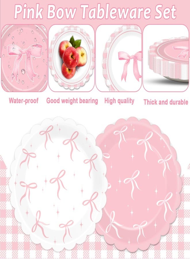 Justforjoyful ٤٨ قطعة من لوازم حفلات الفيونكات الوردية، أطباق عيد ميلاد مزينة بفيونكات وردية مقاس ٧ بوصات، ديكور فيونكات وردية لحفلات توديع العزوبية، والخطوبة، وحفلات استقبال المولود، أطباق أنيقة وجذابة، ديكور لحفلة توديع العزوبية بمناسبة زفافها - Image 3